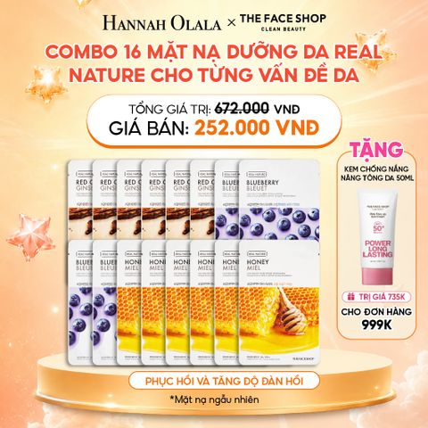  COMBO 16 MẶT NẠ DƯỠNG DA REAL NATURE CHO TỪNG VẤN ĐỀ DA 