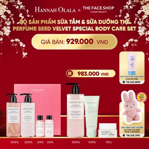  DEAL 9: BỘ SẢN PHẨM SỮA TẮM & SỮA DƯỠNG THỂ PERFUME SEED VELVET SPECIAL BODY CARE SET 4PCS 