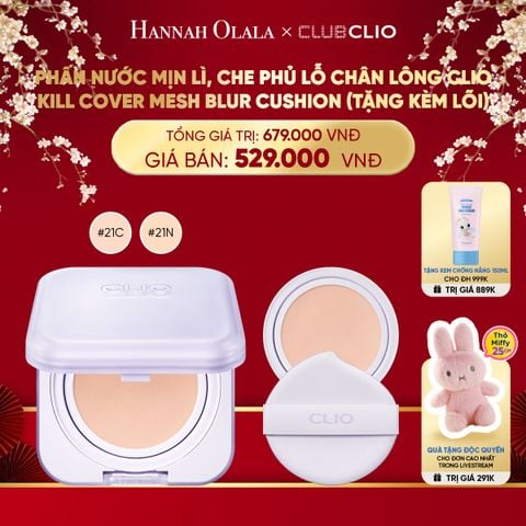  DEAL 1: PHẤN NƯỚC MỊN LÌ, CHE PHỦ LỖ CHÂN LÔNG CLIO KILL COVER MESH BLUR CUSHION (TẶNG KÈM LÕI) 