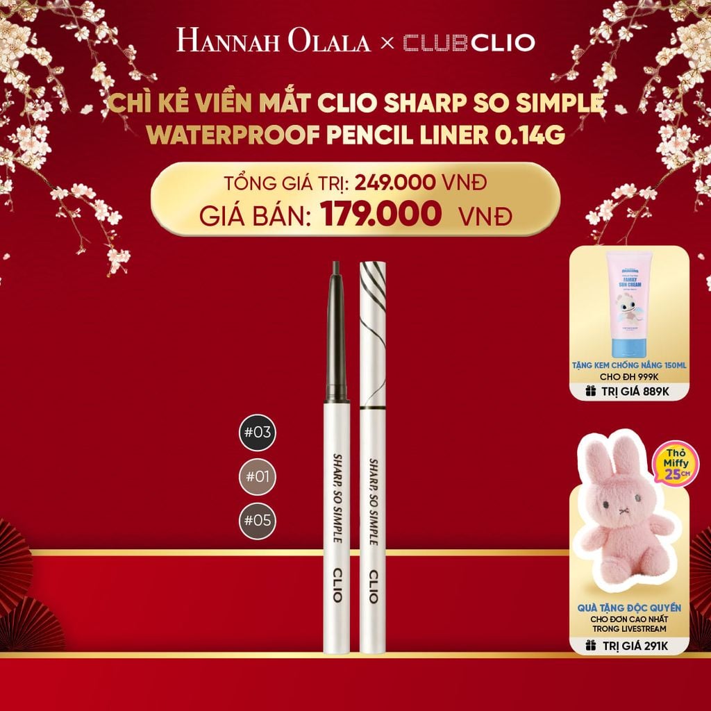  DEAL 9: CHÌ KẺ VIỀN MẮT CLIO SHARP SO SIMPLE WATERPROOF PENCIL LINER 0.14G 