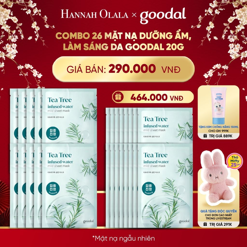  DEAL 2: COMBO 26 MẶT NẠ DƯỠNG ẨM, LÀM SÁNG DA GOODAL 20G 