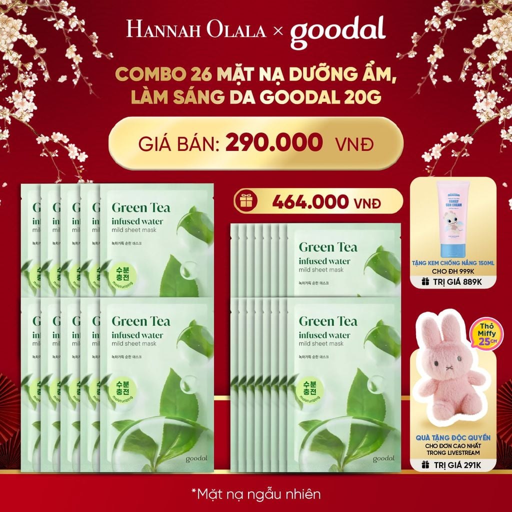  DEAL 2: COMBO 26 MẶT NẠ DƯỠNG ẨM, LÀM SÁNG DA GOODAL 20G 