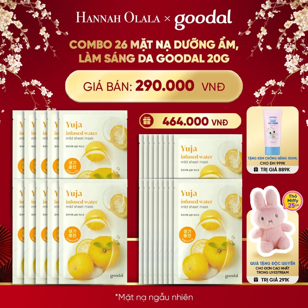  DEAL 2: COMBO 26 MẶT NẠ DƯỠNG ẨM, LÀM SÁNG DA GOODAL 20G 