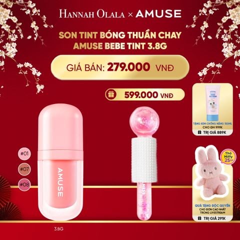 DEAL 1: Son Tint Bóng Thuần Chay Amuse Bebe Tint 3.8g 