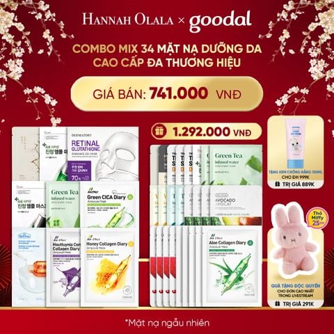  DEAL 1: COMBO MIX 34 MẶT NẠ DƯỠNG DA CAO CẤP ĐA THƯƠNG HIỆU 