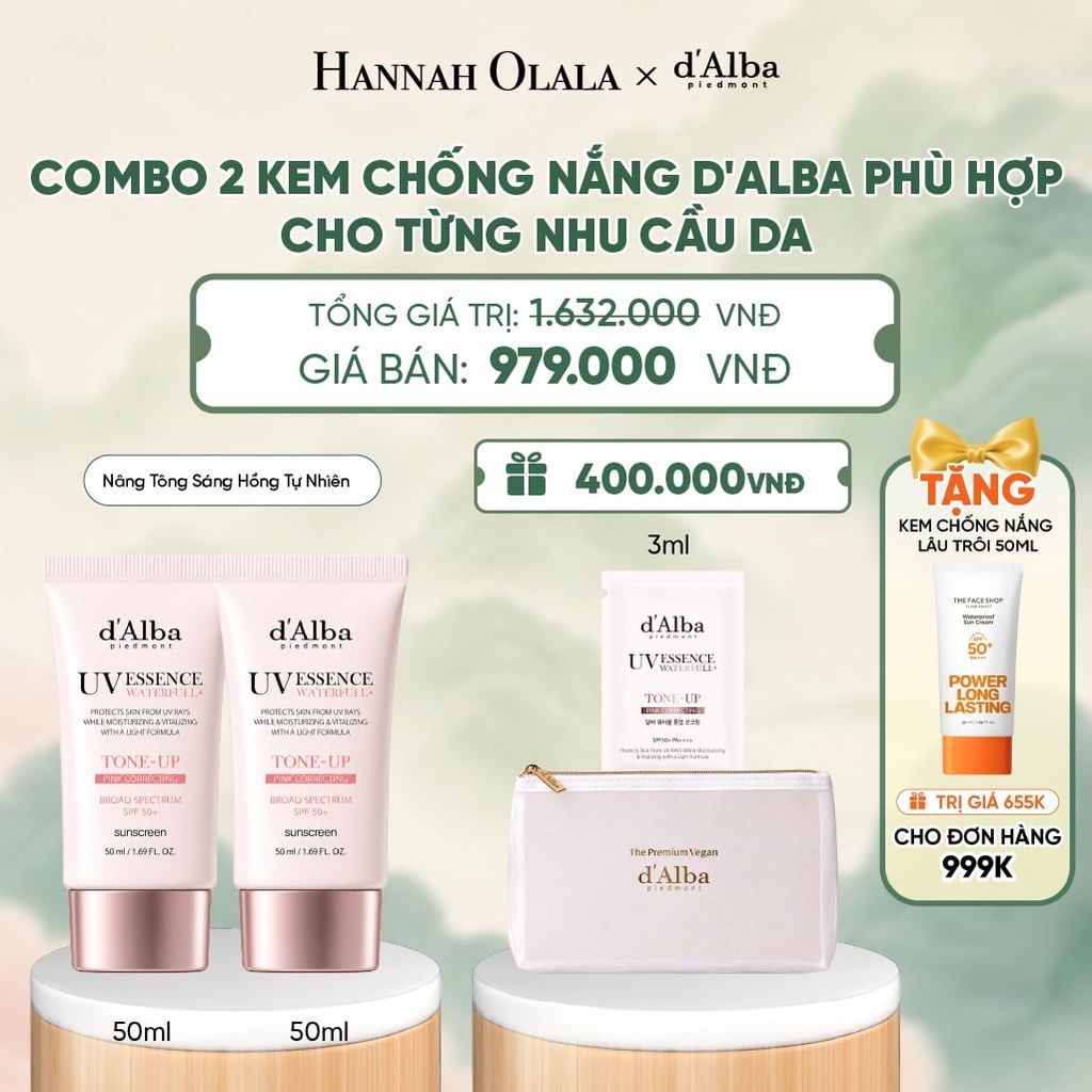  COMBO 2 KEM CHỐNG NẮNG D'ALBA PHÙ HỢP CHO TỪNG NHU CẦU DA - A571 