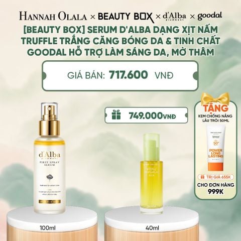  [BEAUTY BOX] SERUM D'ALBA DẠNG XỊT NẤM TRUFFLE TRẮNG CĂNG BÓNG DA TẶNG TINH CHẤT GOODAL HỖ TRỢ LÀM SÁNG DA, MỜ THÂM - A592 