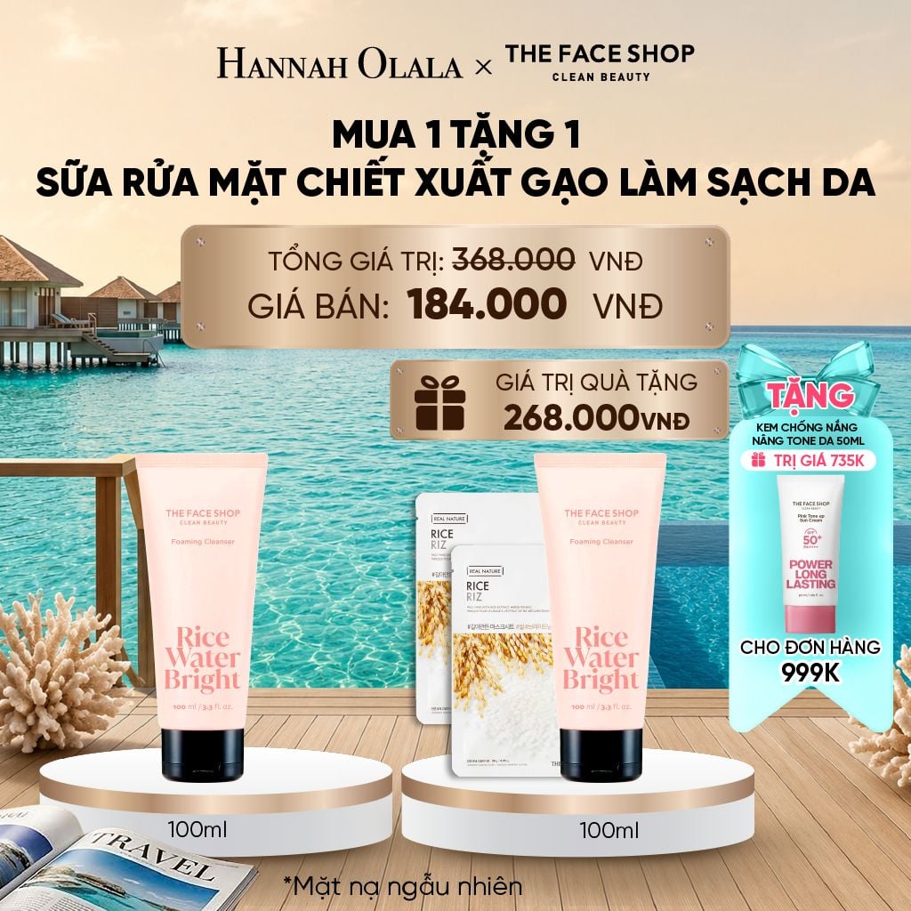  COMBO 2 SỮA RỬA MẶT LÀM SẠCH DA RICE WATER BRIGHT CLEANSING FOAM 100ML_ D209 