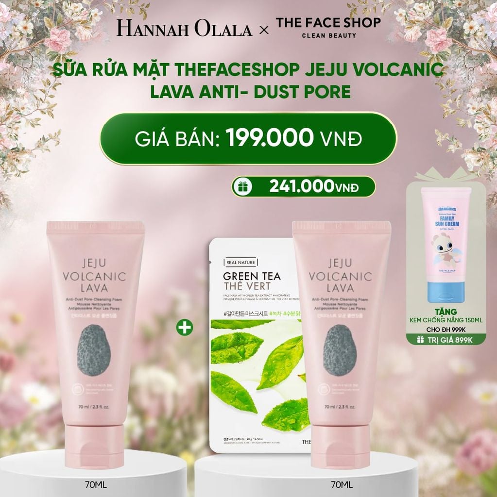  E244_DEAL 8: SỮA RỬA MẶT THEFACESHOP JEJU VOLCANIC LAVA ANTI- DUST PORE 