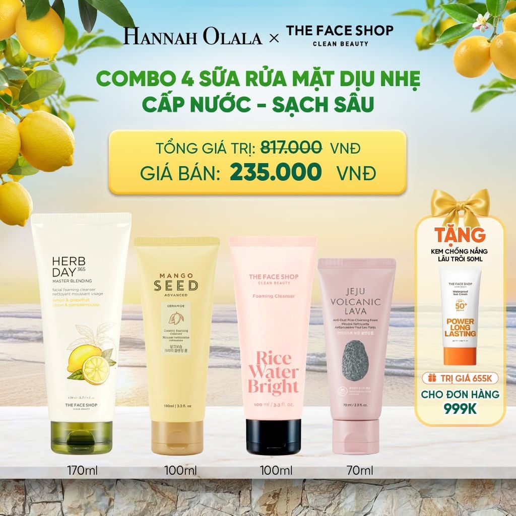  COMBO 4 SỮA RỬA MẶT DỊU NHẸ - CẤP NƯỚC - SẠCH SÂU 