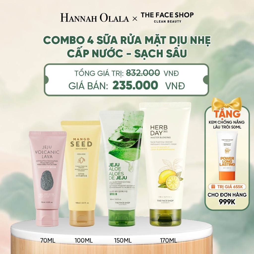  COMBO 4 SỮA RỬA MẶT DỊU NHẸ - CẤP NƯỚC - SẠCH SÂU - A15 