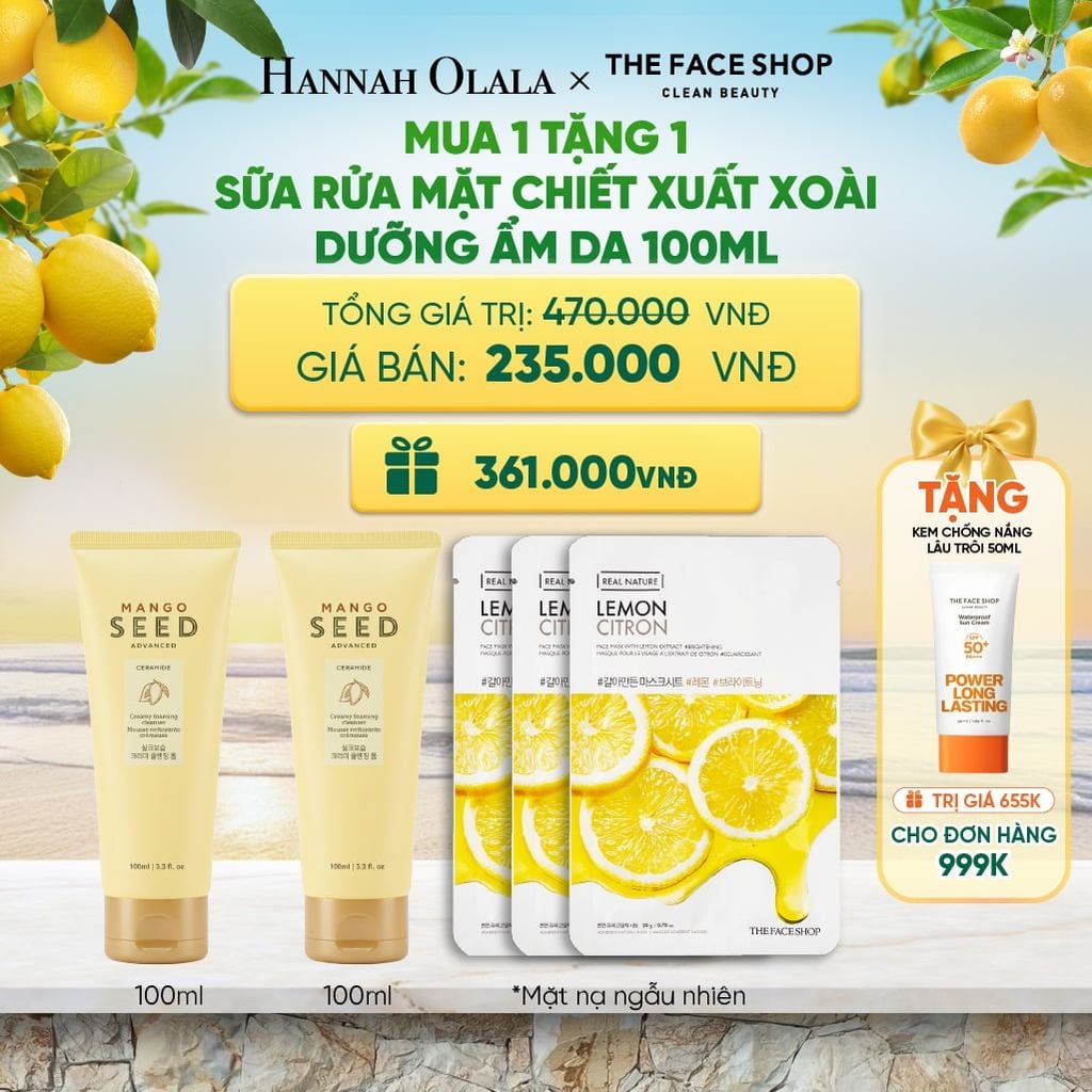  MUA 1 TẶNG 1 SỮA RỬA MẶT CHIẾT XUẤT XOÀI DƯỠNG ẨM DA 100ML 