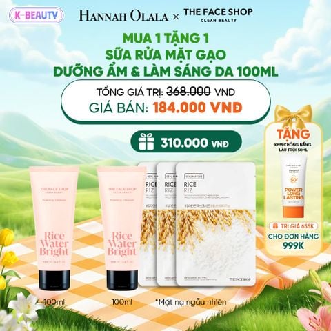  COMBO 2 SỮA RỬA MẶT LÀM SẠCH DA RICE WATER BRIGHT CLEANSING FOAM 100ML_K142 