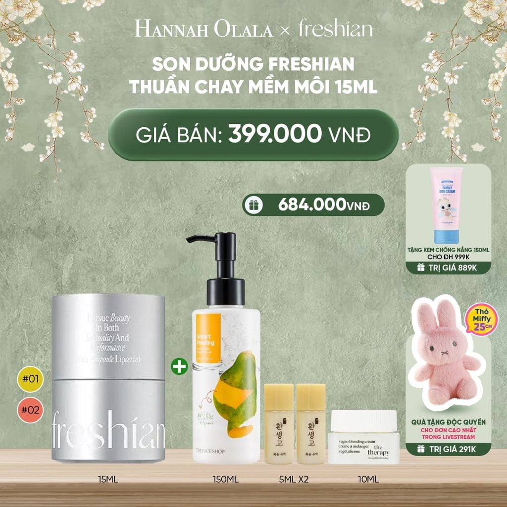  DEAL 3: SON DƯỠNG FRESHIAN THUẦN CHAY MỀM MÔI 15ML 