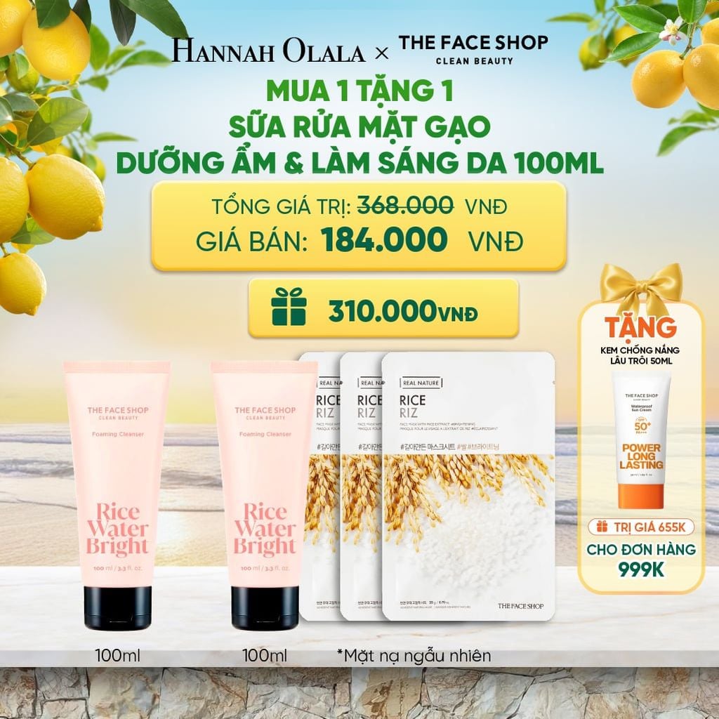  COMBO 2 SỮA RỬA MẶT LÀM SẠCH DA RICE WATER BRIGHT CLEANSING FOAM 100ML 