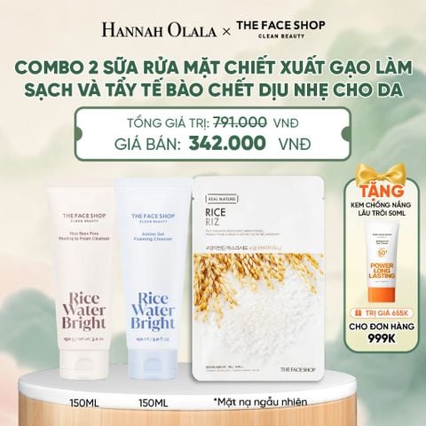  COMBO 2 SỮA RỬA MẶT CHIẾT XUẤT GẠO LÀM SẠCH VÀ TẨY TẾ BÀO CHẾT DỊU NHẸ CHO DA - A19 