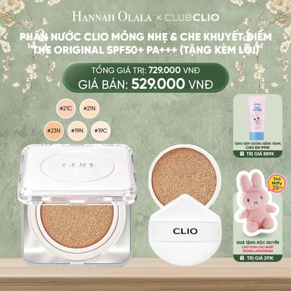  D902_DEAL 2: PHẤN NƯỚC CLIO MỎNG NHẸ & CHE KHUYẾT ĐIỂM THE ORIGINAL SPF50+ PA+++ (TẶNG KÈM LÕI) 