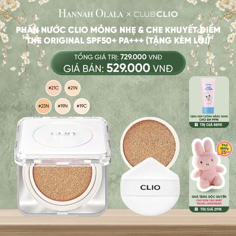  DEAL 2: PHẤN NƯỚC CLIO MỎNG NHẸ & CHE KHUYẾT ĐIỂM THE ORIGINAL Spf50+ Pa+++ (TẶNG KÈM LÕI) 