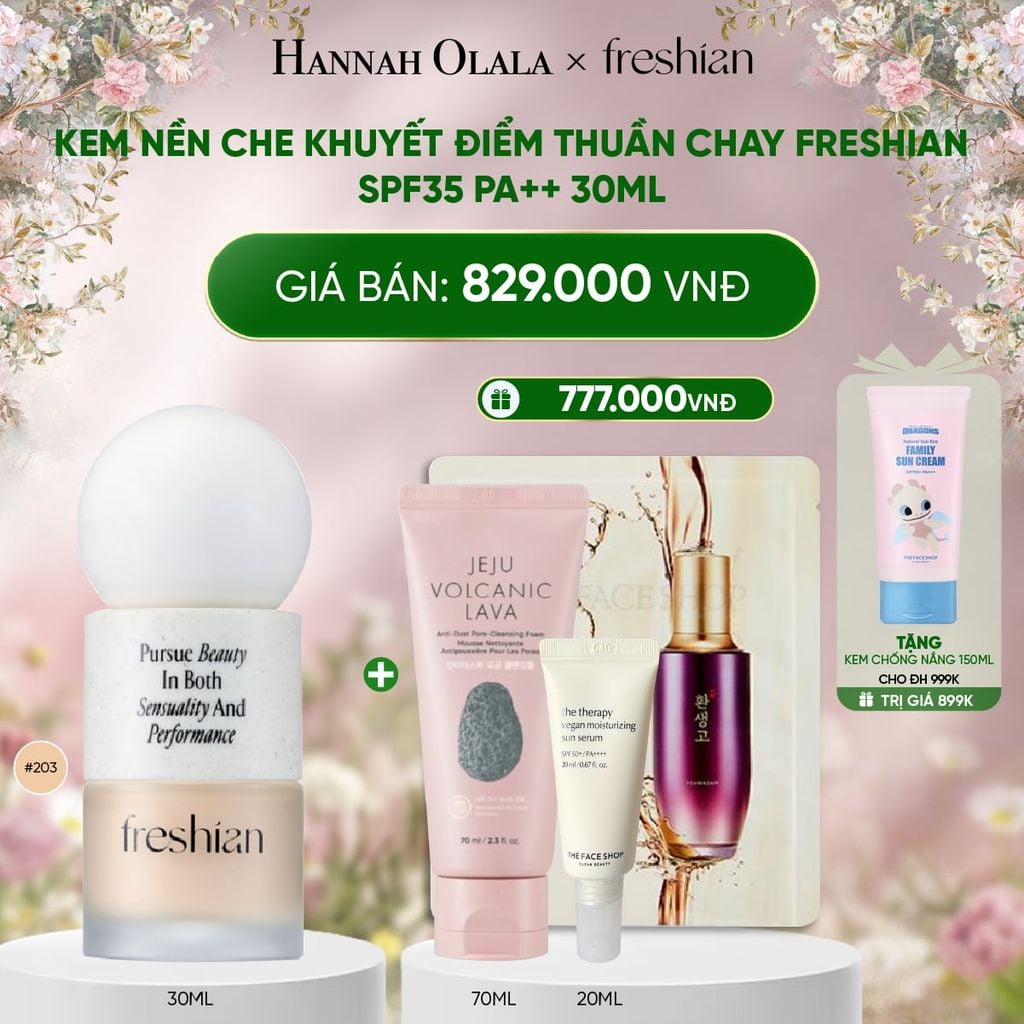  DEAL 1: KEM NỀN CHE KHUYẾT ĐIỂM THUẦN CHAY FRESHIAN SPF35 PA++ 30ML 