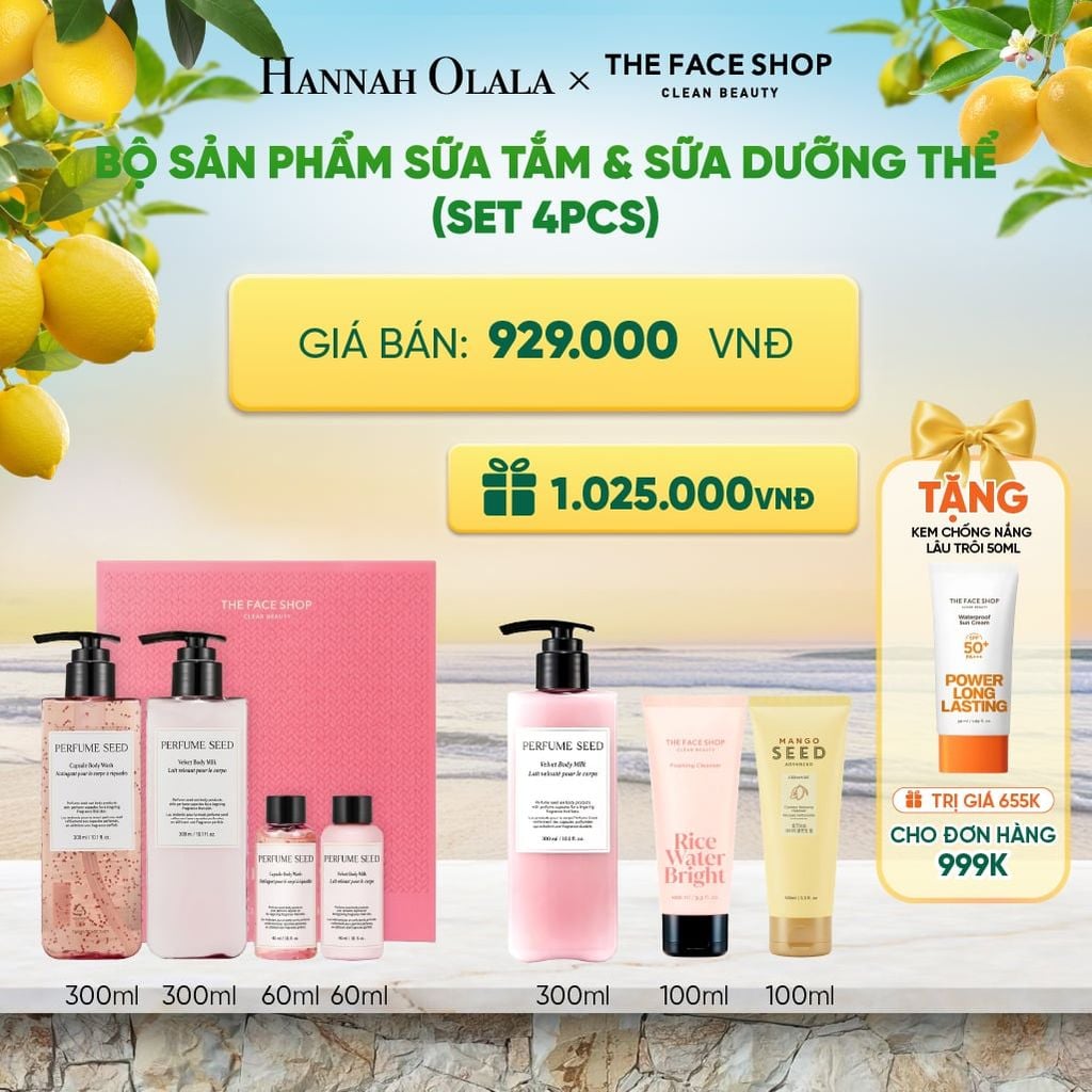  BỘ SẢN PHẨM SỮA TẮM & SỮA DƯỠNG THỂ PERFUME SEED VELVET SPECIAL BODY CARE SET 4PCS 
