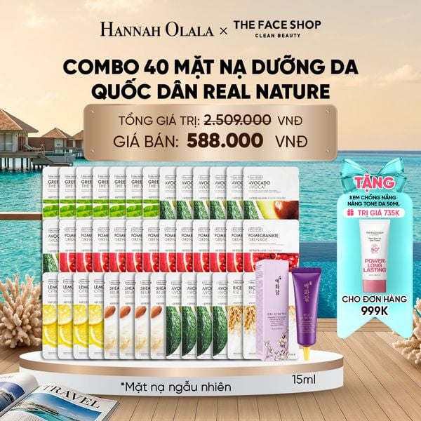  COMBO 40 MẶT NẠ DƯỠNG DA QUỐC DÂN REAL NATURE CHO MỌI LOẠI DA_ D22 