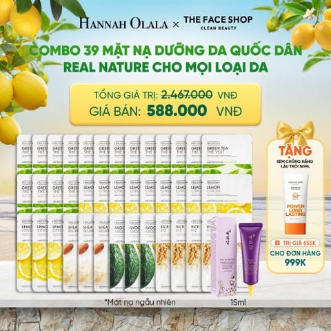  COMBO 39 MẶT NẠ DƯỠNG DA QUỐC DÂN REAL NATURE CHO MỌI LOẠI DA 
