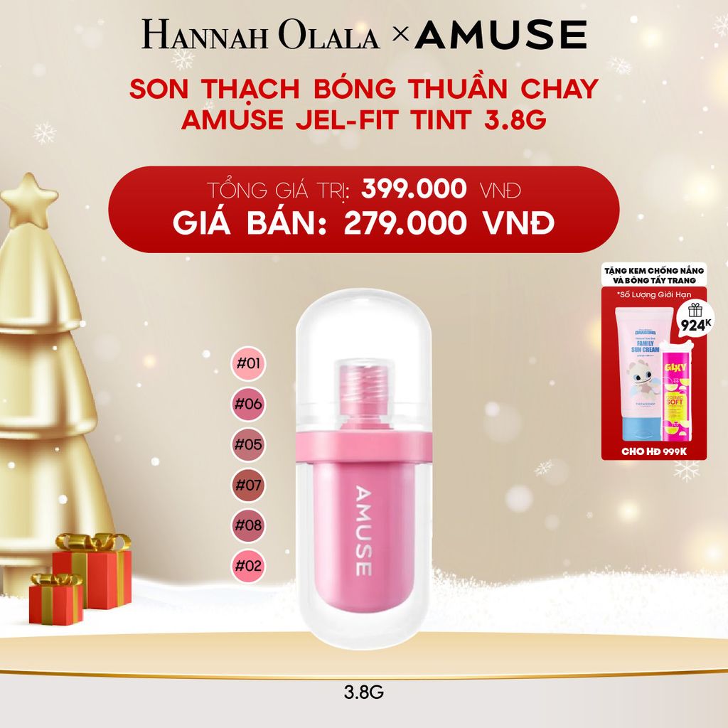  A787_DEAL 3: SON THẠCH BÓNG THUẦN CHAY AMUSE JEL-FIT TINT 3.8G 