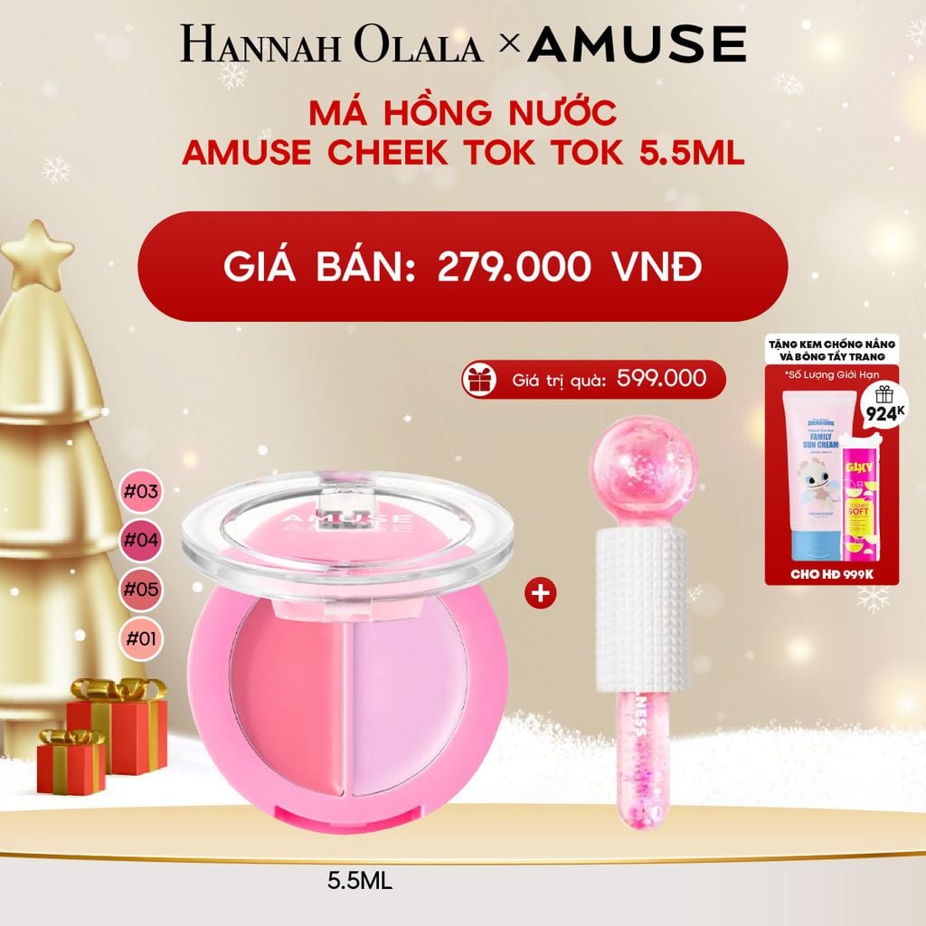  A793_DEAL 4: SON MÔI & MÁ HỒNG AMUSE MỊN LÌ LIP & CHEEK HEALTHY BALM 3G 