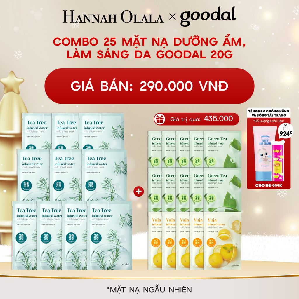  A861_DEAL 1: COMBO 25 MẶT NẠ DƯỠNG ẨM, LÀM SÁNG DA GOODAL 20G 