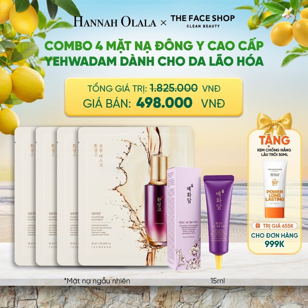  COMBO 4 MẶT NẠ ĐÔNG Y CAO CẤP YEHWADAM DÀNH CHO DA LÃO HÓA 