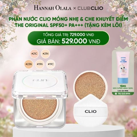  DEAL 2: PHẤN NƯỚC CLIO MỎNG NHẸ & CHE KHUYẾT ĐIỂM THE ORIGINAL SPF50+ PA+++ (TẶNG KÈM LÕI) 