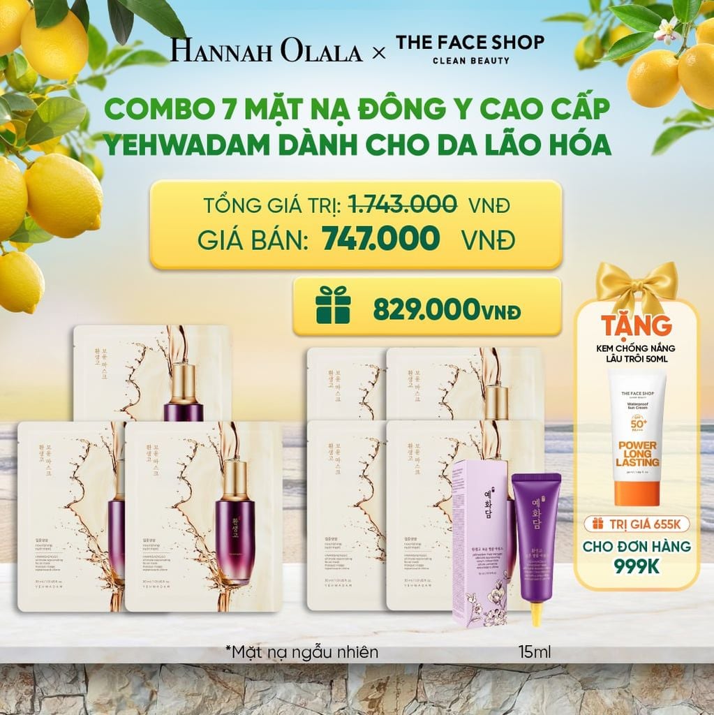  COMBO 7 MẶT NẠ ĐÔNG Y CAO CẤP YEHWADAM DÀNH CHO DA LÃO HÓA 