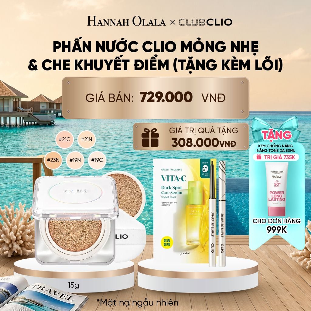  PHẤN NƯỚC CLIO MỎNG NHẸ & CHE KHUYẾT ĐIỂM THE ORIGINAL SPF50+ PA+++ (TẶNG KÈM LÕI)_ D1407 