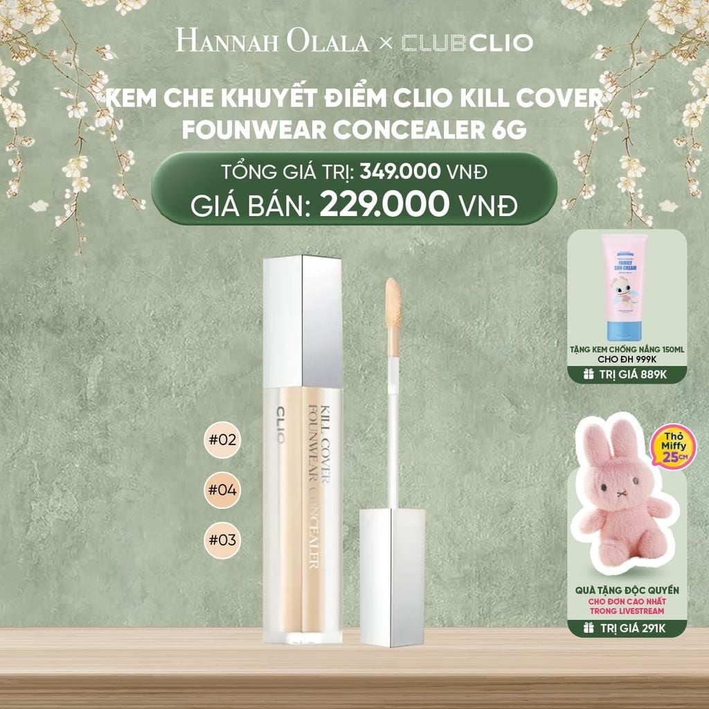 DEAL 7: KEM CHE KHUYẾT ĐIỂM CLIO KILL COVER FOUNWEAR CONCEALER 6G 