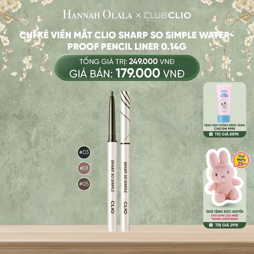  DEAL 8: CHÌ KẺ VIỀN MẮT CLIO SHARP SO SIMPLE WATERPROOF PENCIL LINER 0.14G 