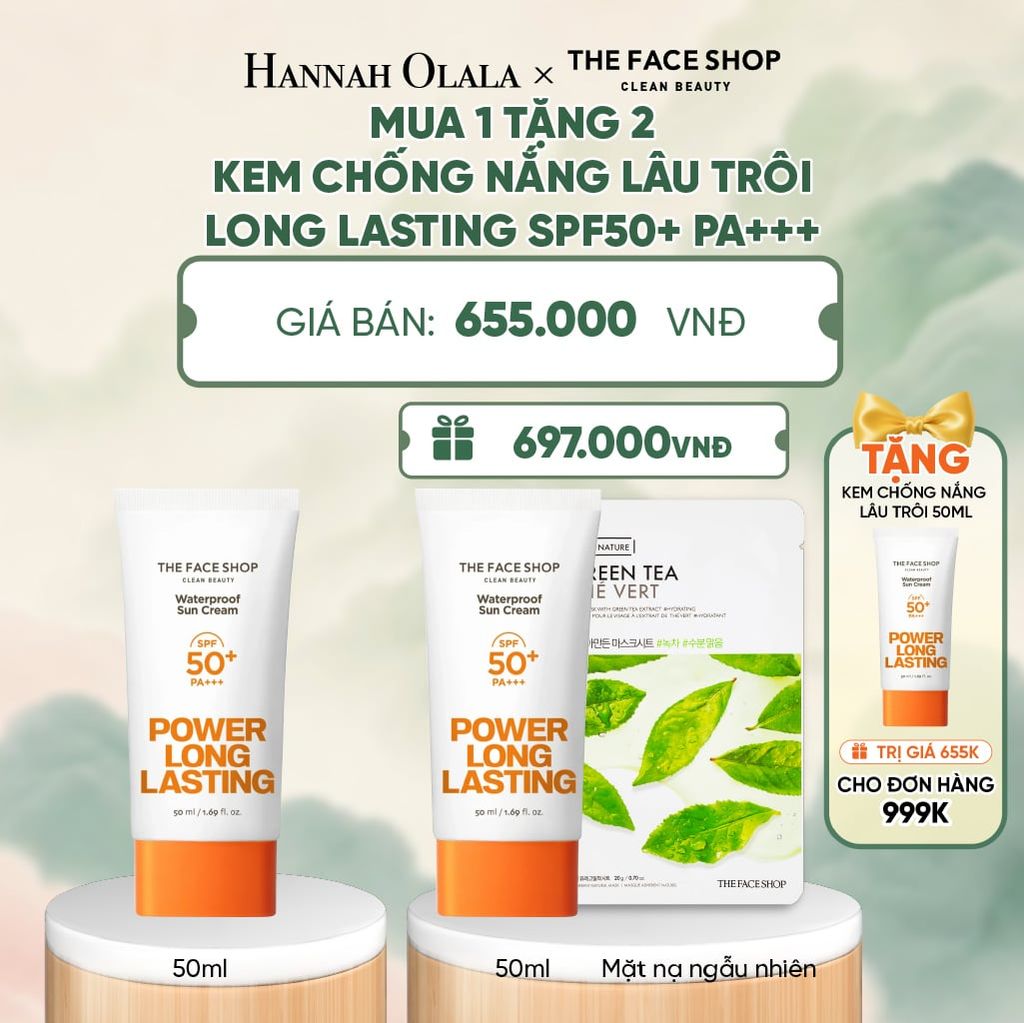  MUA 1 TẶNG 2 KEM CHỐNG NẮNG LÂU TRÔI LONG LASTING SPF50+ PA+++ - A31 