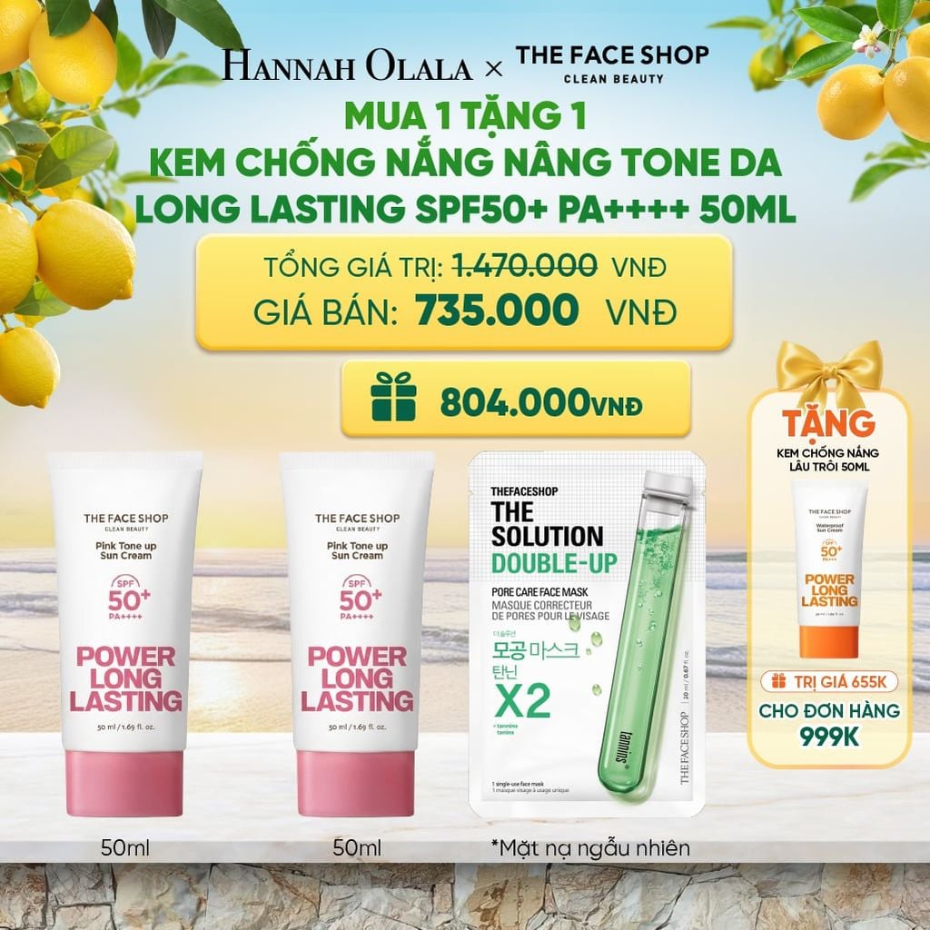  MUA 1 TẶNG 1 KEM CHỐNG NẮNG NÂNG TONE DA LONG LASTING SPF50+ PA++++ 50ML 