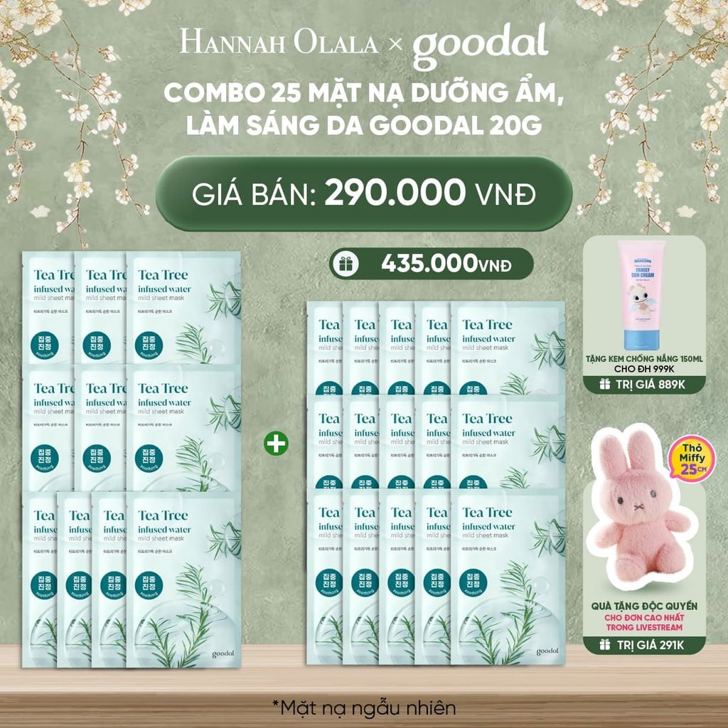  DEAL 2: COMBO 25 MẶT NẠ DƯỠNG ẨM, LÀM SÁNG DA GOODAL 20G 