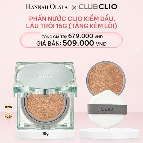  E608_DEAL 5: Phấn Nước Clio Kiềm Dầu, Lâu Trôi 15g (Tặng kèm lõi) 