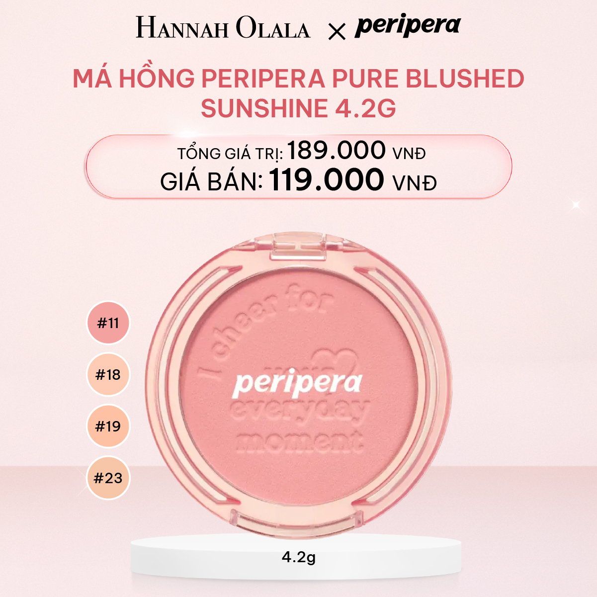  E643_DEAL 1: MÁ HỒNG PERIPERA PURE BLUSHED SUNSHINE 4.2G 