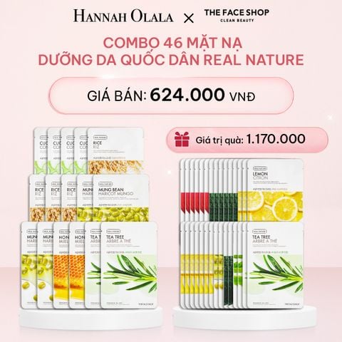  E658_DEAL 2: COMBO 46 MẶT NẠ DƯỠNG DA QUỐC DÂN REAL NATURE 