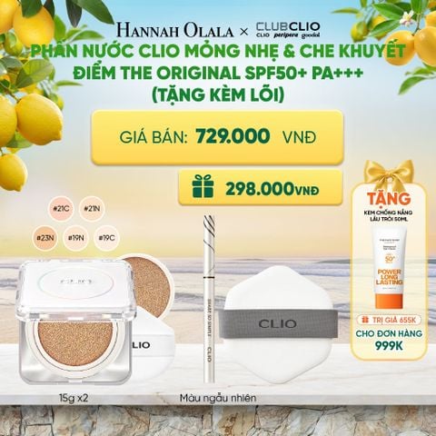  PHẤN NƯỚC CLIO MỎNG NHẸ & CHE KHUYẾT ĐIỂM THE ORIGINAL SPF50+ PA+++ (TẶNG KÈM LÕI) 