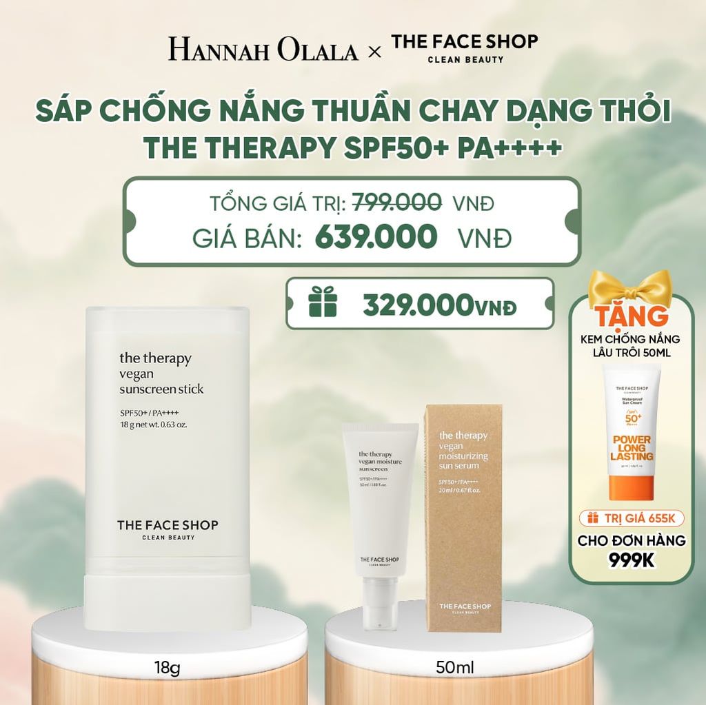  SÁP CHỐNG NẮNG THUẦN CHAY DẠNG THỎI THE THERAPY SPF50+ PA++++ - A34 