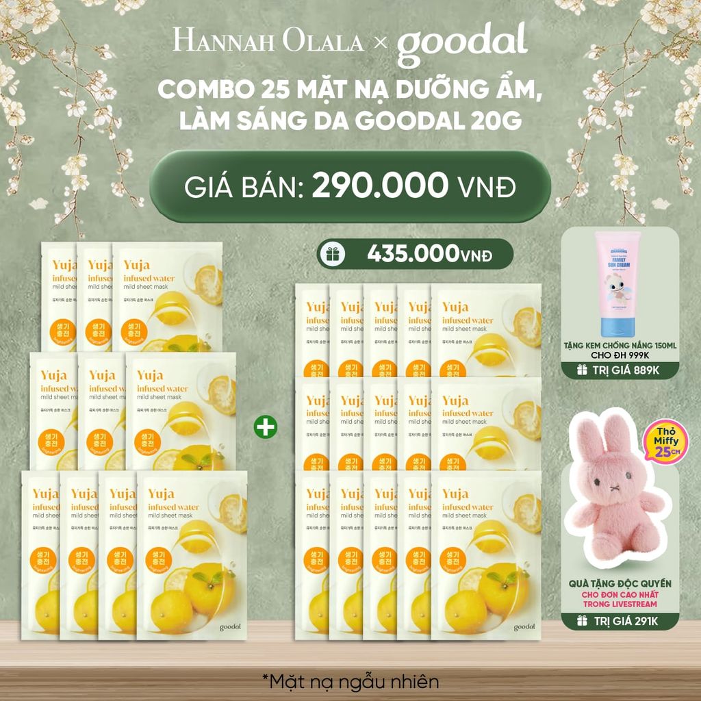  DEAL 2: COMBO 25 MẶT NẠ DƯỠNG ẨM, LÀM SÁNG DA GOODAL 20G 