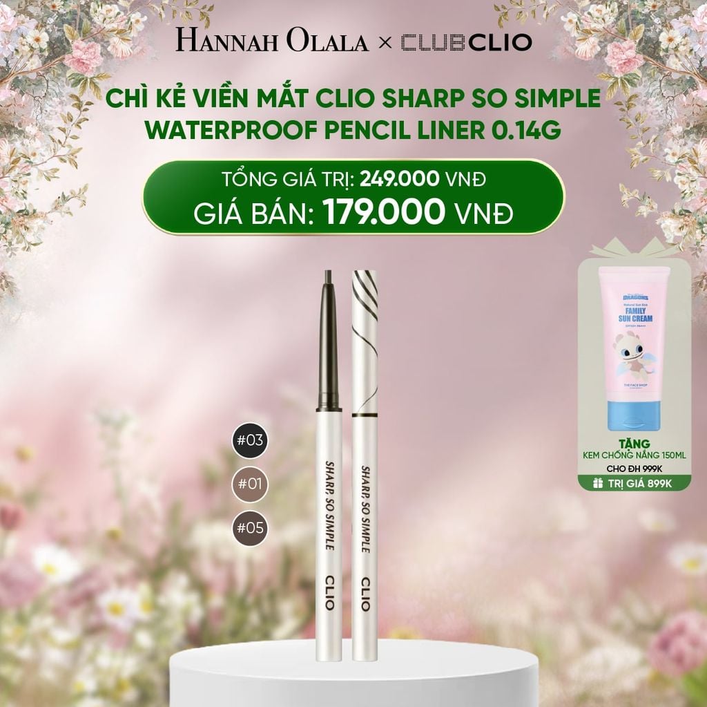  DEAL 9: CHÌ KẺ VIỀN MẮT CLIO SHARP SO SIMPLE WATERPROOF PENCIL LINER 0.14G 