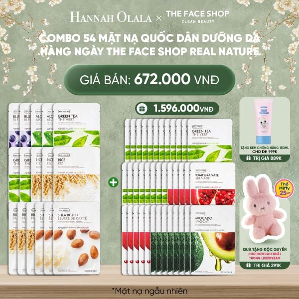  D943_DEAL 2: COMBO 54 MẶT NẠ QUỐC DÂN DƯỠNG DA HÀNG NGÀY THE FACE SHOP REAL NATURE 