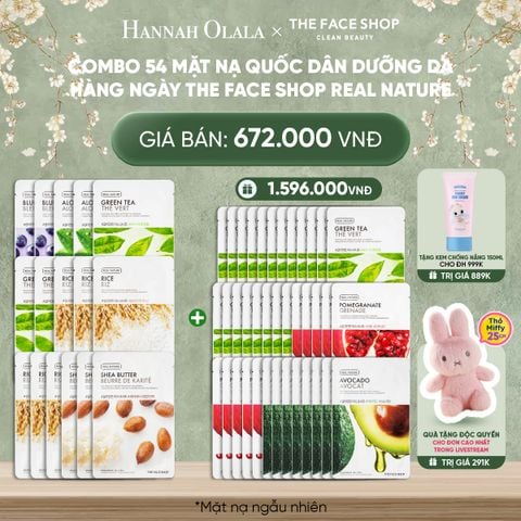 DEAL 2: COMBO 54 MẶT NẠ QUỐC DÂN DƯỠNG DA HÀNG NGÀY THE FACE SHOP REAL NATURE 