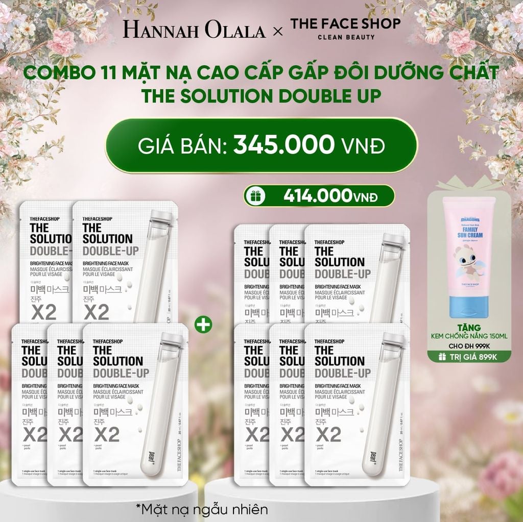  DEAL 3: COMBO 11 MẶT NẠ CAO CẤP GẤP ĐÔI DƯỠNG CHẤT THE SOLUTION DOUBLE UP 