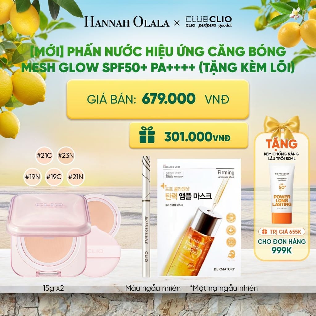  [MỚI] PHẤN NƯỚC HIỆU ỨNG CĂNG BÓNG MESH GLOW SPF50+ PA++++ (TẶNG KÈM LÕI) 