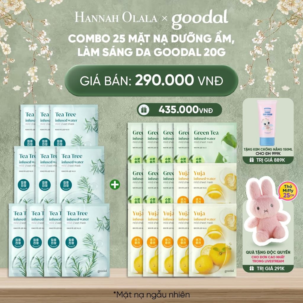  DEAL 2: COMBO 25 MẶT NẠ DƯỠNG ẨM, LÀM SÁNG DA GOODAL 20G 